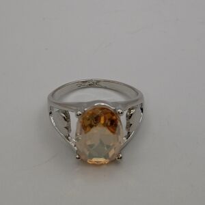 Women's Silver Plated Alloy Gold Crystal Fashion Ring U.S Size 10